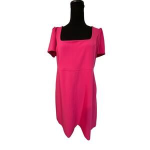 Tommy Hilfiger Pink Sheath Dress Short Sleeve Square Neck Size 12 Classic Elegan